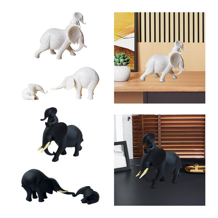 Mother and Kid Elephant Figurine Sculpture for Household Kitchen Dining Cute Style A