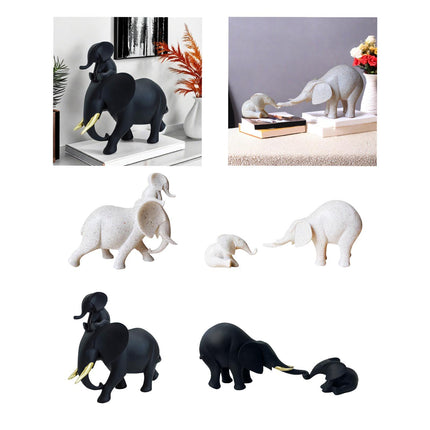 Mother and Kid Elephant Figurine Sculpture for Household Kitchen Dining Cute Style A