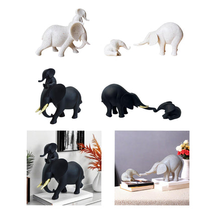 Mother and Kid Elephant Figurine Sculpture for Household Kitchen Dining Cute Style A