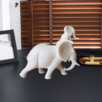 Mother and Kid Elephant Figurine Sculpture for Household Kitchen Dining Cute Style A