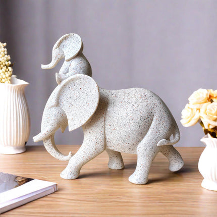 Mother and Kid Elephant Figurine Sculpture for Household Kitchen Dining Cute Style A