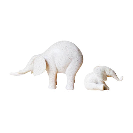 Mother and Kid Elephant Figurine Sculpture for Household Kitchen Dining Cute Style B