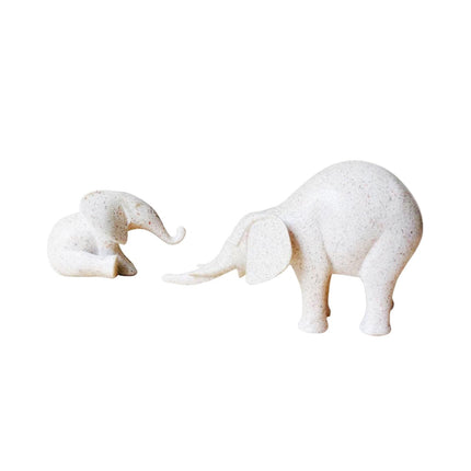 Mother and Kid Elephant Figurine Sculpture for Household Kitchen Dining Cute Style B