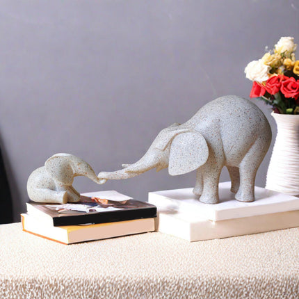 Mother and Kid Elephant Figurine Sculpture for Household Kitchen Dining Cute Style B