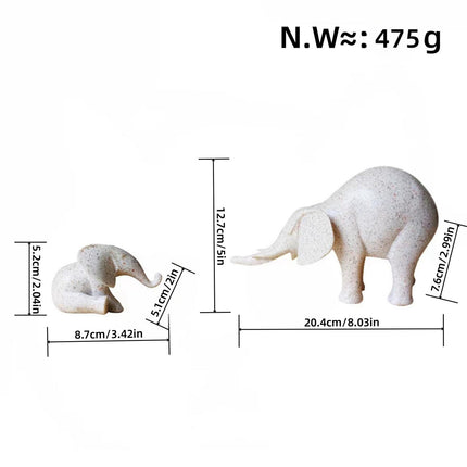 Mother and Kid Elephant Figurine Sculpture for Household Kitchen Dining Cute Style B