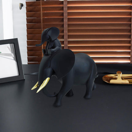 Mother and Kid Elephant Figurine Sculpture for Household Kitchen Dining Cute Style C