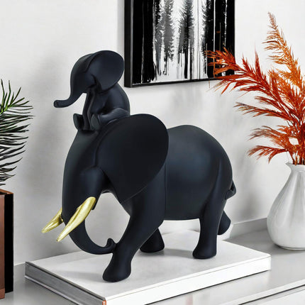 Mother and Kid Elephant Figurine Sculpture for Household Kitchen Dining Cute Style C