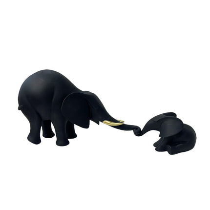 Mother and Kid Elephant Figurine Sculpture for Household Kitchen Dining Cute Style D