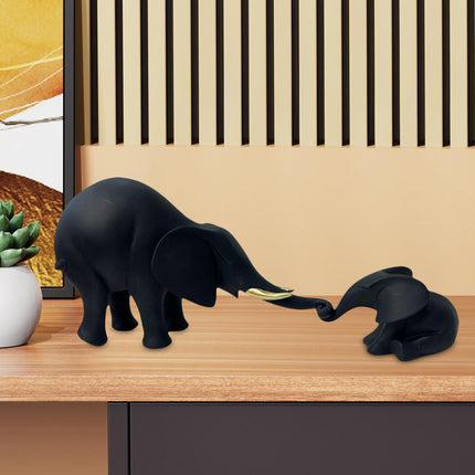 Mother and Kid Elephant Figurine Sculpture for Household Kitchen Dining Cute Style D
