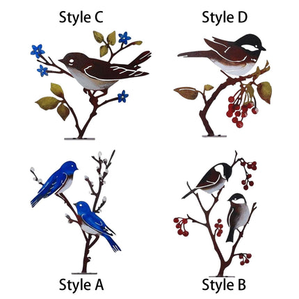 Metal Birds on Branch Birds Desktop Ornament for Indoor Tabletop Dining Room Style A