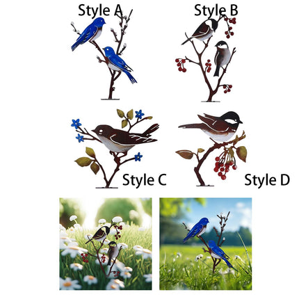 Metal Birds on Branch Birds Desktop Ornament for Indoor Tabletop Dining Room Style A