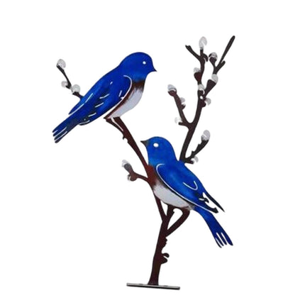 Metal Birds on Branch Birds Desktop Ornament for Indoor Tabletop Dining Room Style A