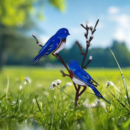 Metal Birds on Branch Birds Desktop Ornament for Indoor Tabletop Dining Room Style A