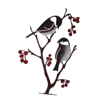 Metal Birds on Branch Birds Desktop Ornament for Indoor Tabletop Dining Room Style B