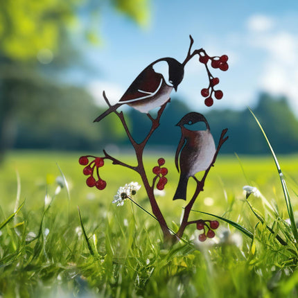 Metal Birds on Branch Birds Desktop Ornament for Indoor Tabletop Dining Room Style B