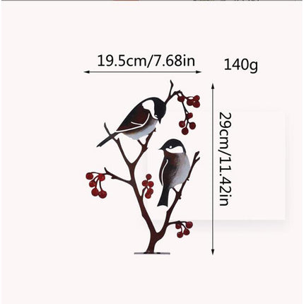Metal Birds on Branch Birds Desktop Ornament for Indoor Tabletop Dining Room Style B