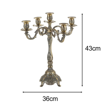 Metal Candlestick Gifts Pillar Candle Holder for Fireplace Banquet Christmas 5 Heads