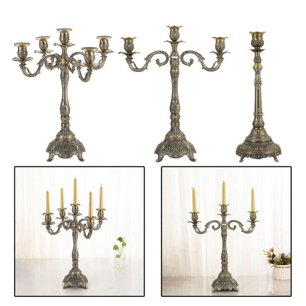 Metal Candlestick Gifts Pillar Candle Holder for Fireplace Banquet Christmas 5 Heads