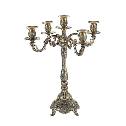 Metal Candlestick Gifts Pillar Candle Holder for Fireplace Banquet Christmas 5 Heads