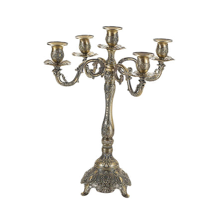 Metal Candlestick Gifts Pillar Candle Holder for Fireplace Banquet Christmas 5 Heads