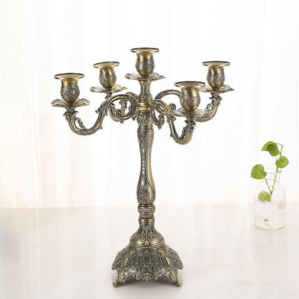 Metal Candlestick Gifts Pillar Candle Holder for Fireplace Banquet Christmas 5 Heads