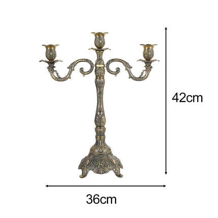 Metal Candlestick Gifts Pillar Candle Holder for Fireplace Banquet Christmas 3 Heads