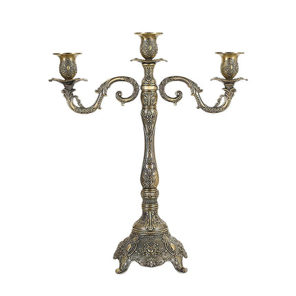 Metal Candlestick Gifts Pillar Candle Holder for Fireplace Banquet Christmas 3 Heads