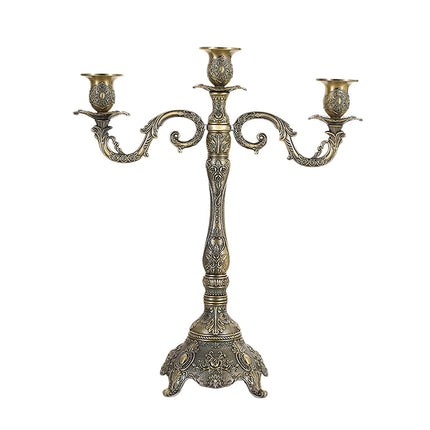 Metal Candlestick Gifts Pillar Candle Holder for Fireplace Banquet Christmas 3 Heads