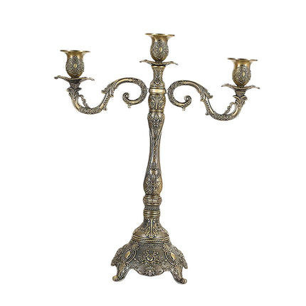 Metal Candlestick Gifts Pillar Candle Holder for Fireplace Banquet Christmas 3 Heads