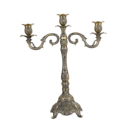 Metal Candlestick Gifts Pillar Candle Holder for Fireplace Banquet Christmas 3 Heads