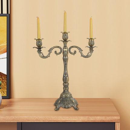 Metal Candlestick Gifts Pillar Candle Holder for Fireplace Banquet Christmas 3 Heads