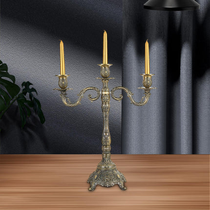 Metal Candlestick Gifts Pillar Candle Holder for Fireplace Banquet Christmas 3 Heads