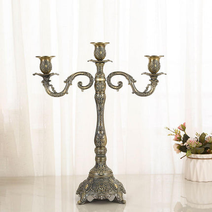 Metal Candlestick Gifts Pillar Candle Holder for Fireplace Banquet Christmas 3 Heads