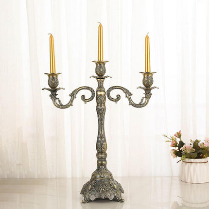Metal Candlestick Gifts Pillar Candle Holder for Fireplace Banquet Christmas 3 Heads