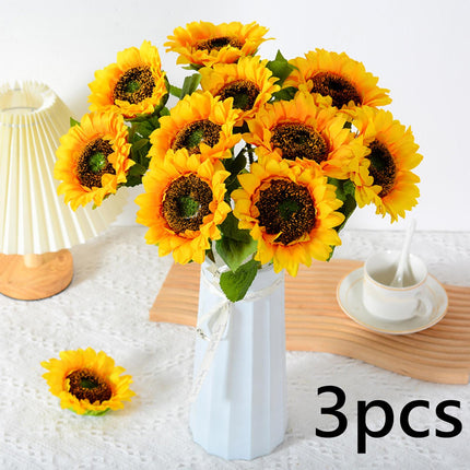 3Pcs Fake Sunflowers Bouquet for Baby Shower Spring Decor Wedding Decoration Yellow