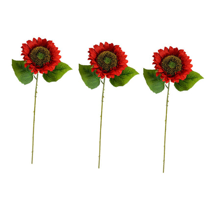 3Pcs Fake Sunflowers Bouquet for Baby Shower Spring Decor Wedding Decoration Red