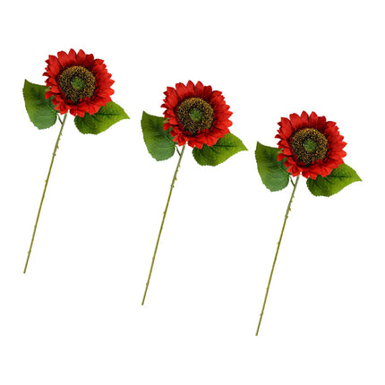 3Pcs Fake Sunflowers Bouquet for Baby Shower Spring Decor Wedding Decoration Red