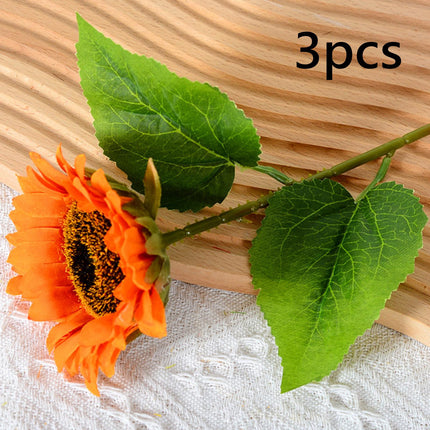 3Pcs Fake Sunflowers Bouquet for Baby Shower Spring Decor Wedding Decoration Orange