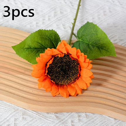 3Pcs Fake Sunflowers Bouquet for Baby Shower Spring Decor Wedding Decoration Orange