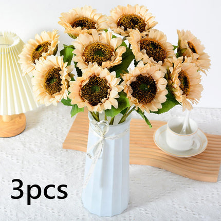 3Pcs Fake Sunflowers Bouquet for Baby Shower Spring Decor Wedding Decoration champagne