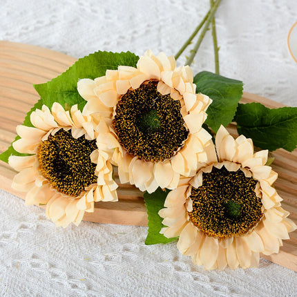 3Pcs Fake Sunflowers Bouquet for Baby Shower Spring Decor Wedding Decoration champagne