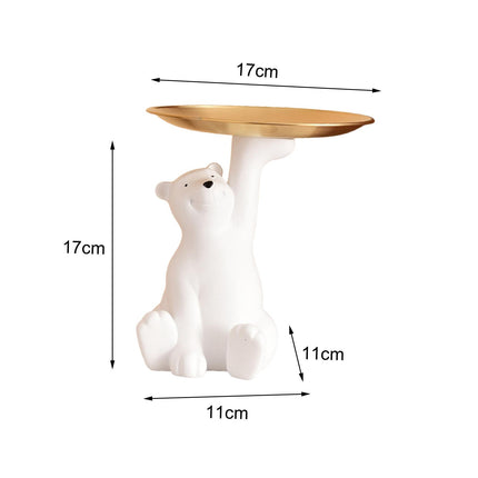 Polar Bear Statue Storage Box Jewelry Trinket Tray Desk Dish Animal Figurine