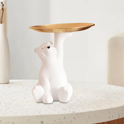 Polar Bear Statue Storage Box Jewelry Trinket Tray Desk Dish Animal Figurine
