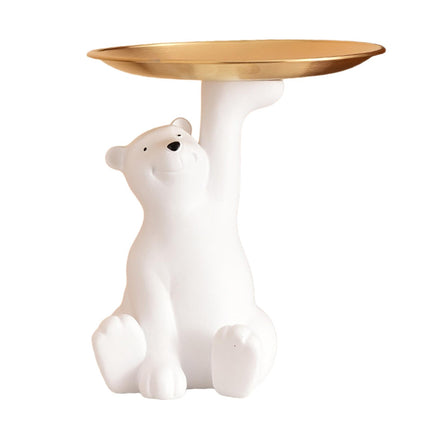 Polar Bear Statue Storage Box Jewelry Trinket Tray Desk Dish Animal Figurine