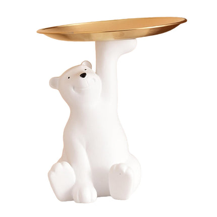 Polar Bear Statue Storage Box Jewelry Trinket Tray Desk Dish Animal Figurine
