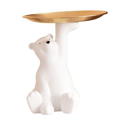 Polar Bear Statue Storage Box Jewelry Trinket Tray Desk Dish Animal Figurine