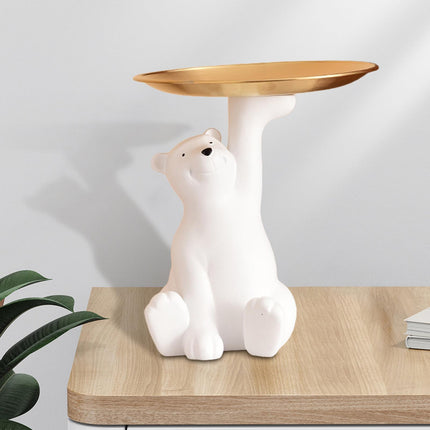 Polar Bear Statue Storage Box Jewelry Trinket Tray Desk Dish Animal Figurine