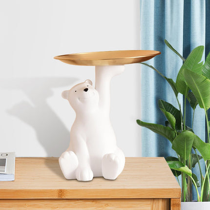 Polar Bear Statue Storage Box Jewelry Trinket Tray Desk Dish Animal Figurine