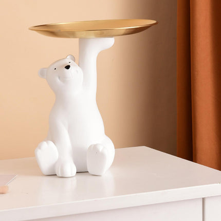 Polar Bear Statue Storage Box Jewelry Trinket Tray Desk Dish Animal Figurine
