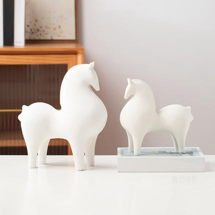 Animal Figurine Ceramic Horse Sculpture for Bookcase Table Houseearming Gift 15cmx7cmx15.5cm